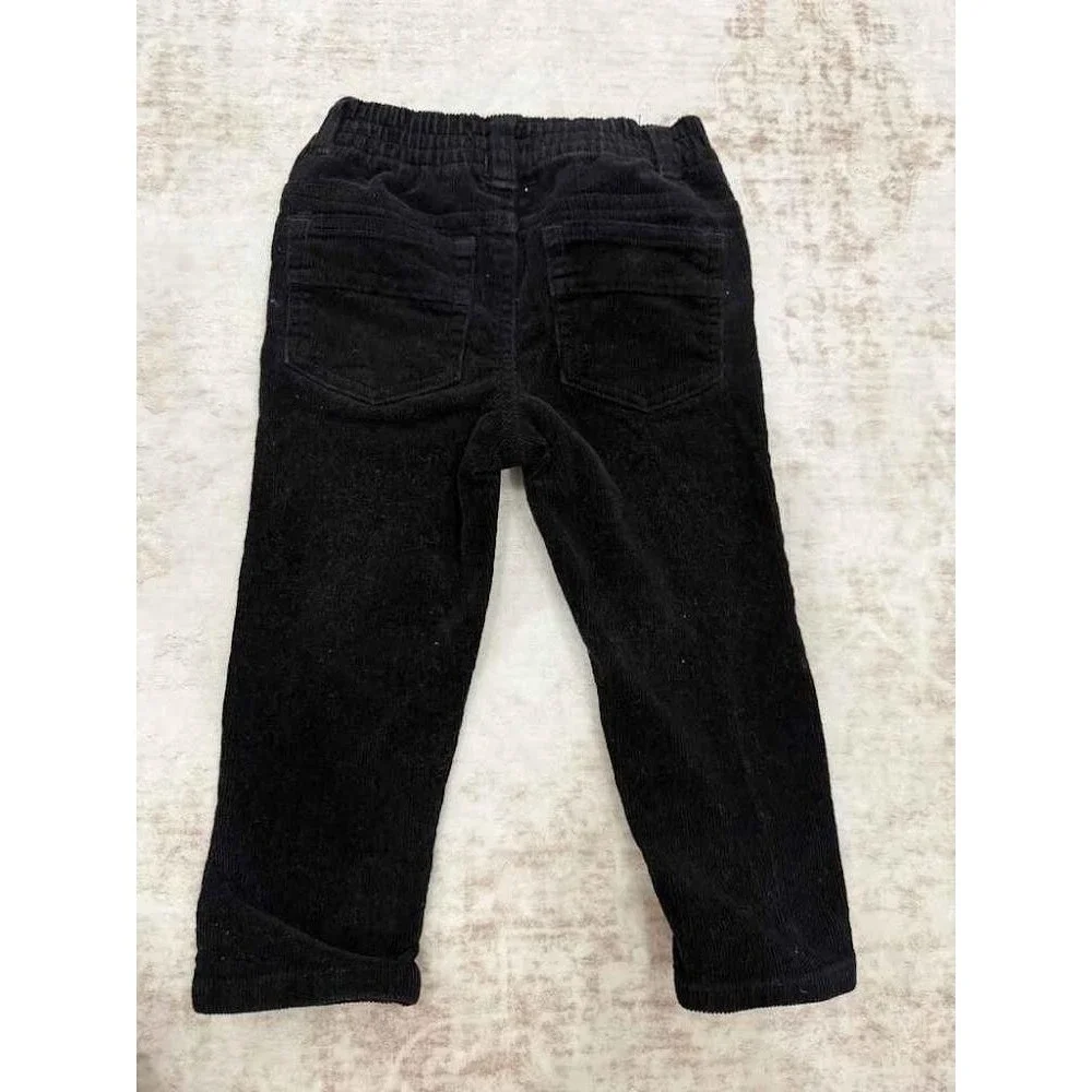 🍂 Stitch & Stone Black Corduroy Elastic Waist Toddler Pants Trousers 2T